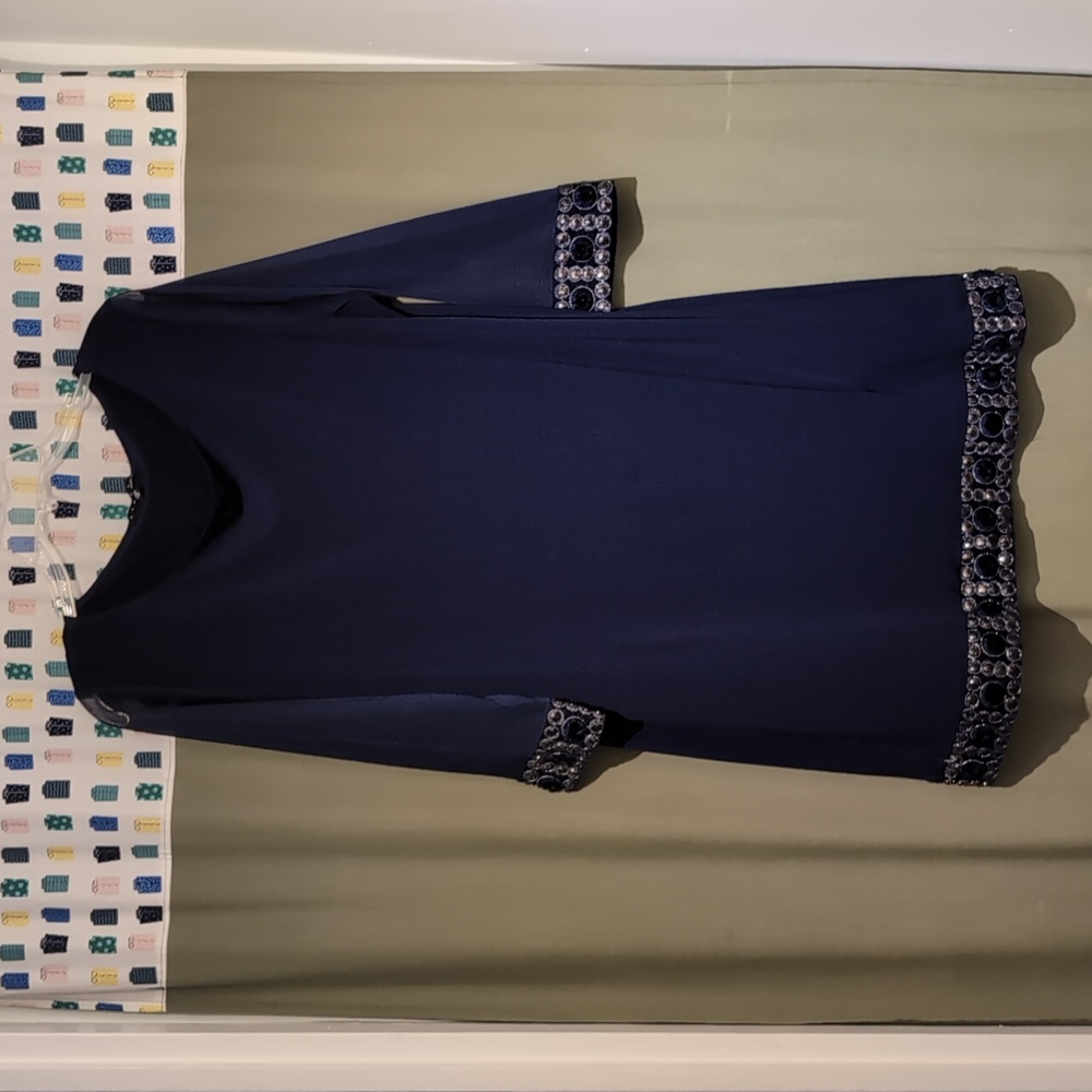 Party dress, sheer 3/4 sleeves